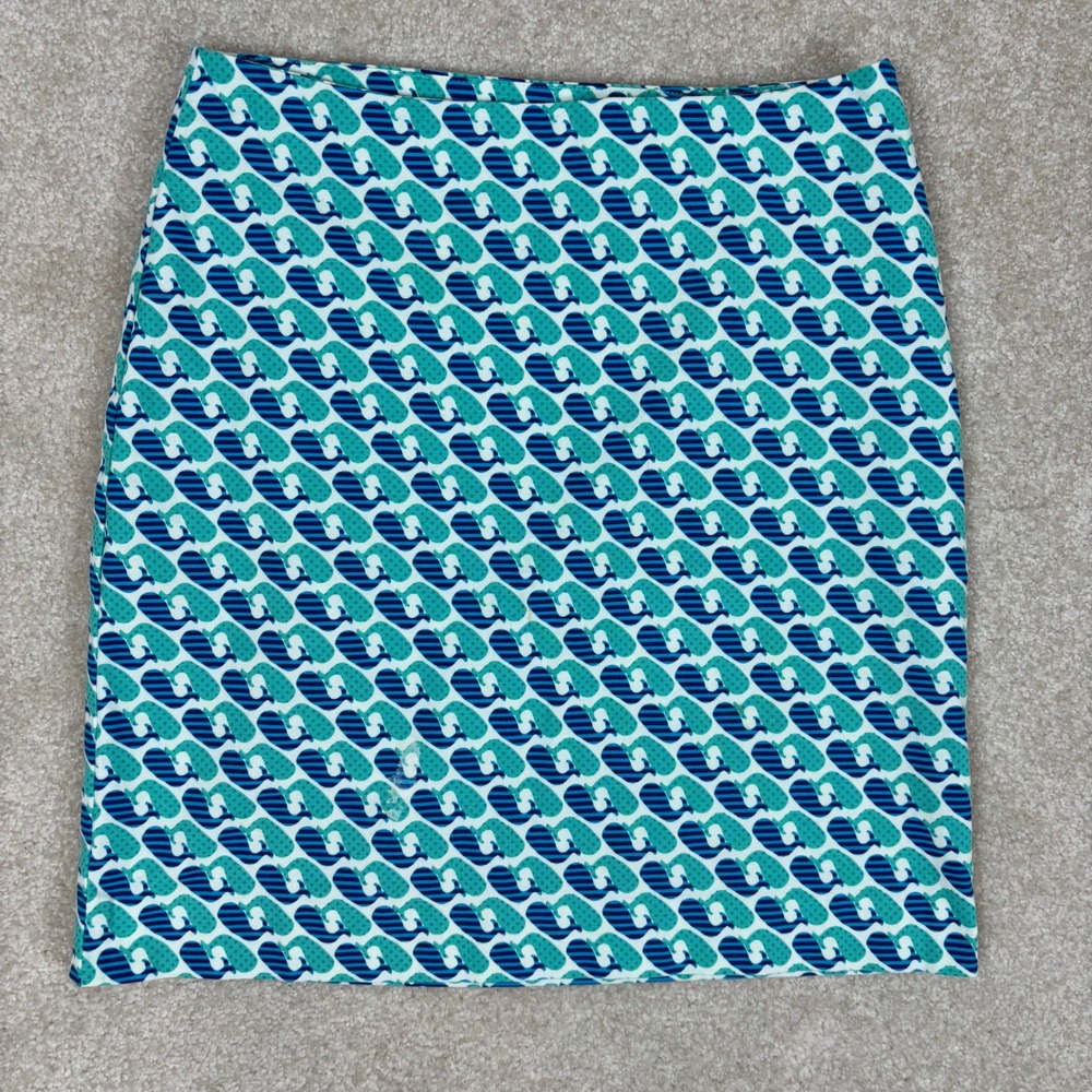 Talbots Petites Whale Print Pencil Skirt Blue Green Nautical Cotton‎ 2P LK4974